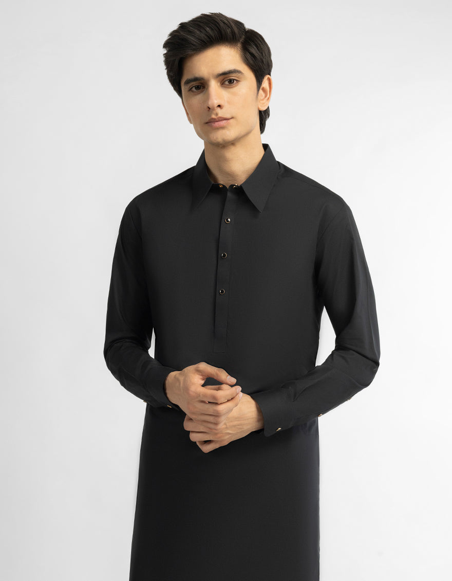 BLACK COTTON PLAIN KAMEEZ SHALWAR