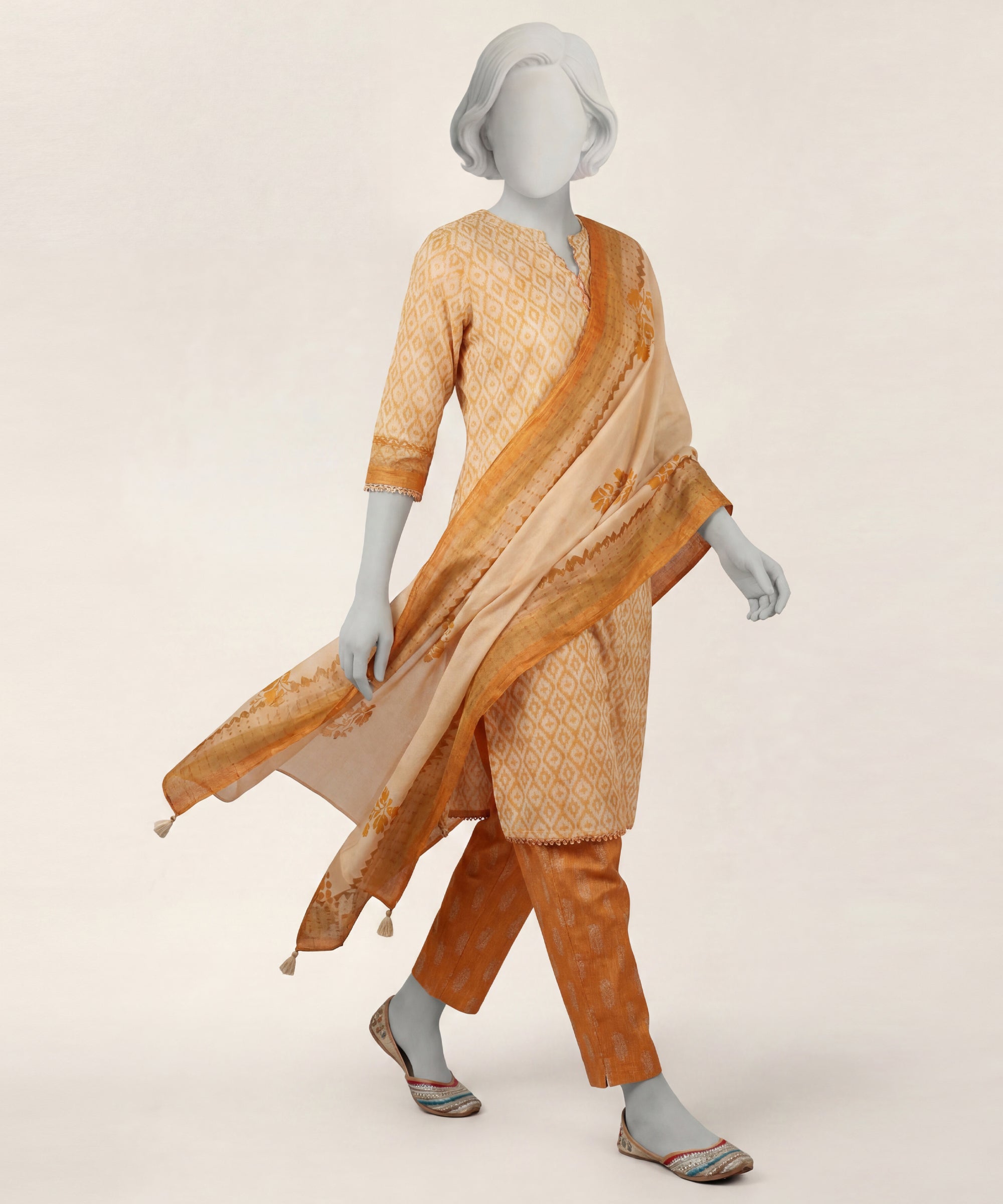 Beige Lawn Printed Stitched 3Pc