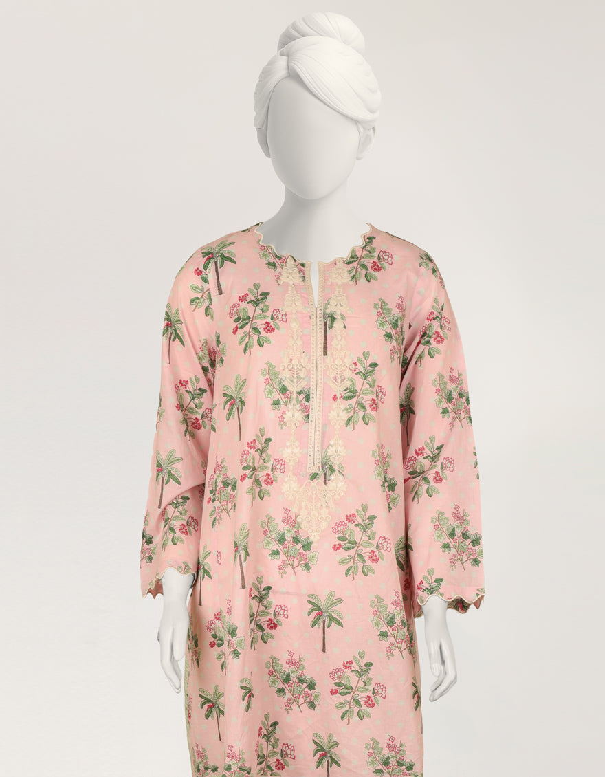 PINK LAWN EMBROIDERED KURTA