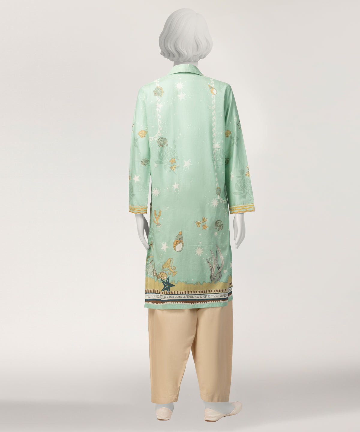 Green Lawn Embroidered Kurta