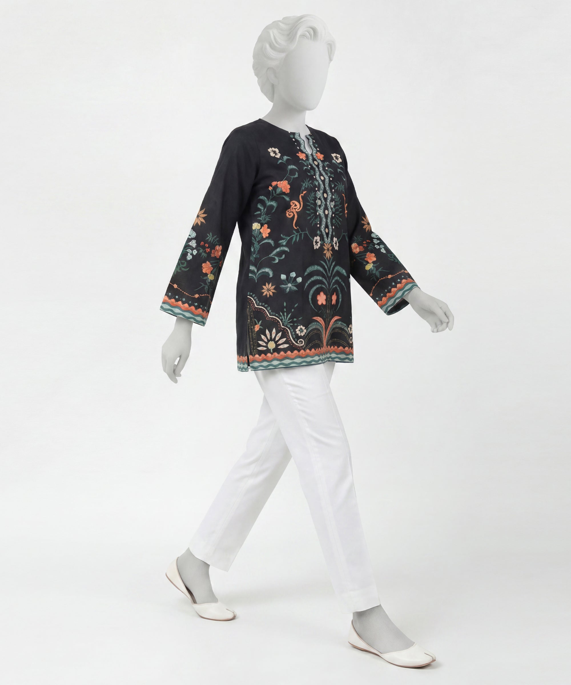 Black Lawn Embroidered Kurta