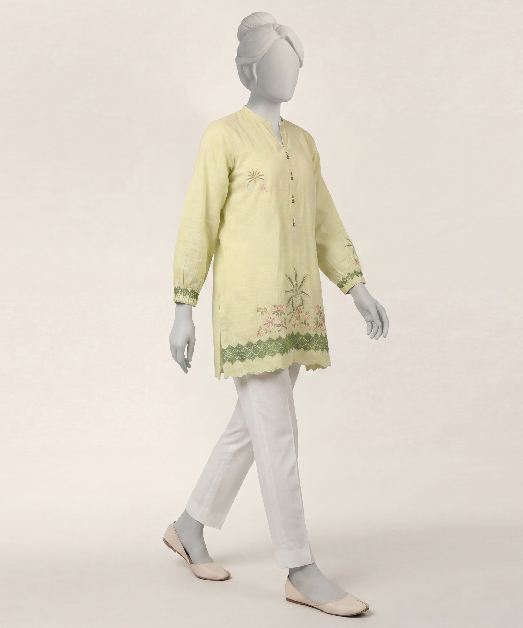 Light Green Dobby Embroidered Kurta