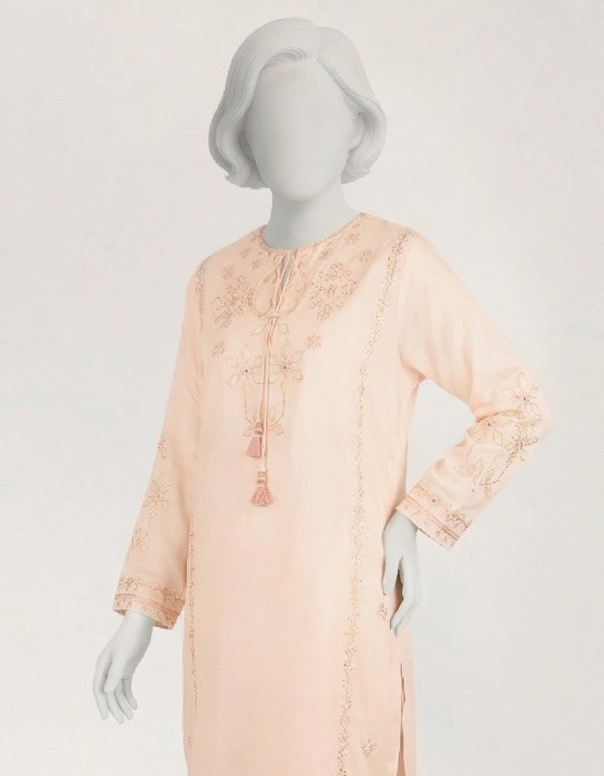 PINK LAWN EMBROIDERED STITCHED 2PC