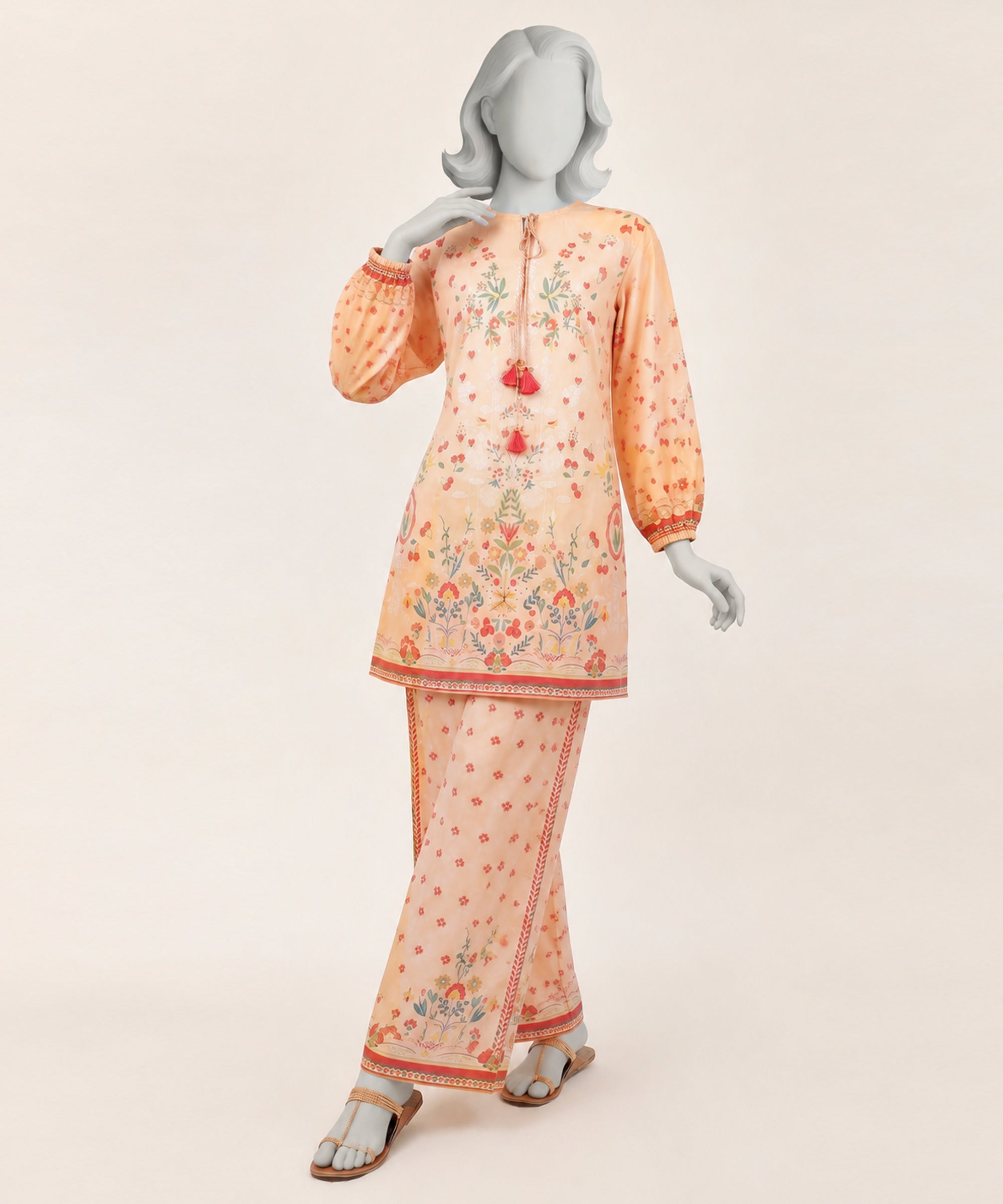 Peach Lawn Digital Printed Stitched 2Pc