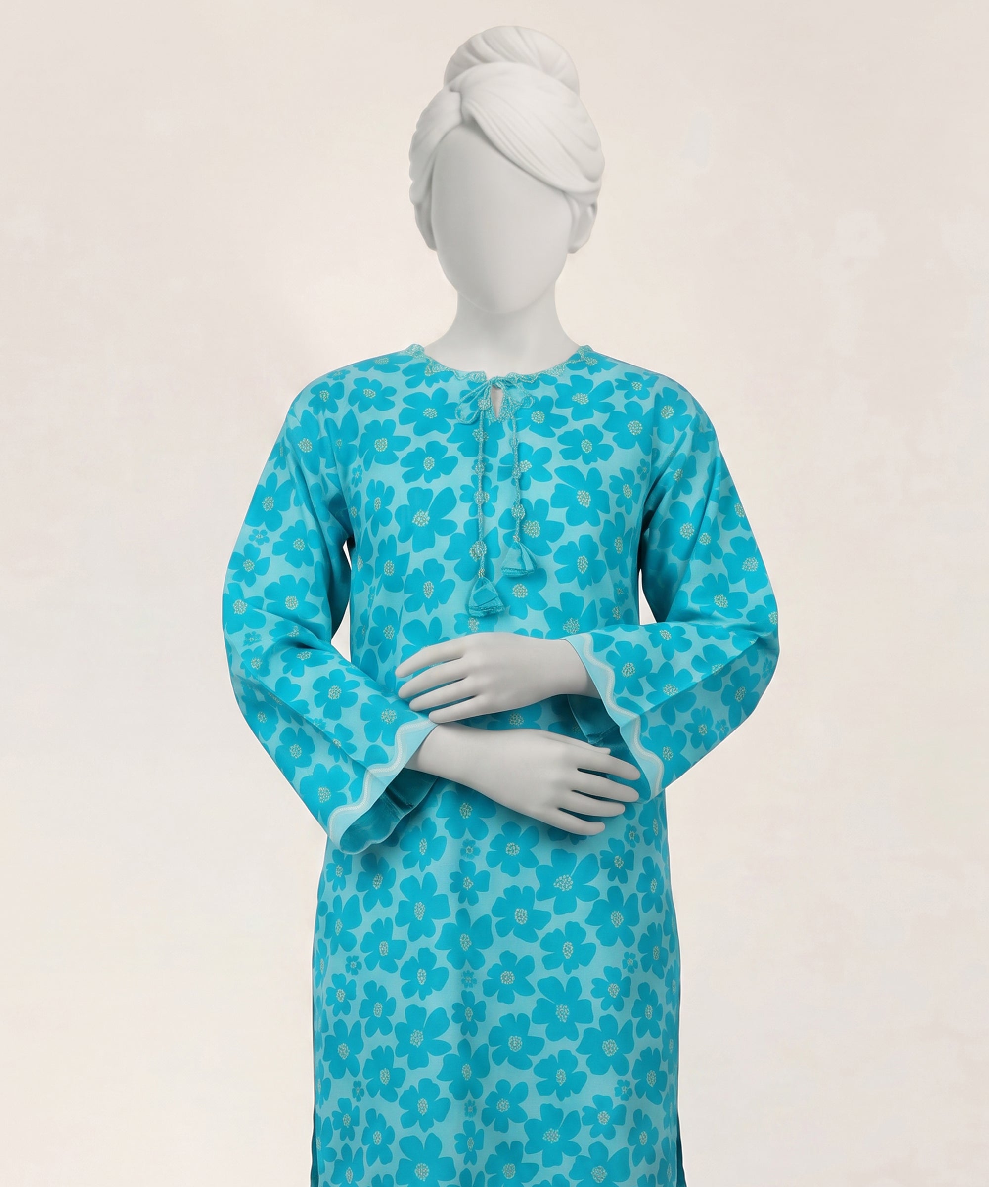 Blue Lawn Printed Stitched 2Pc