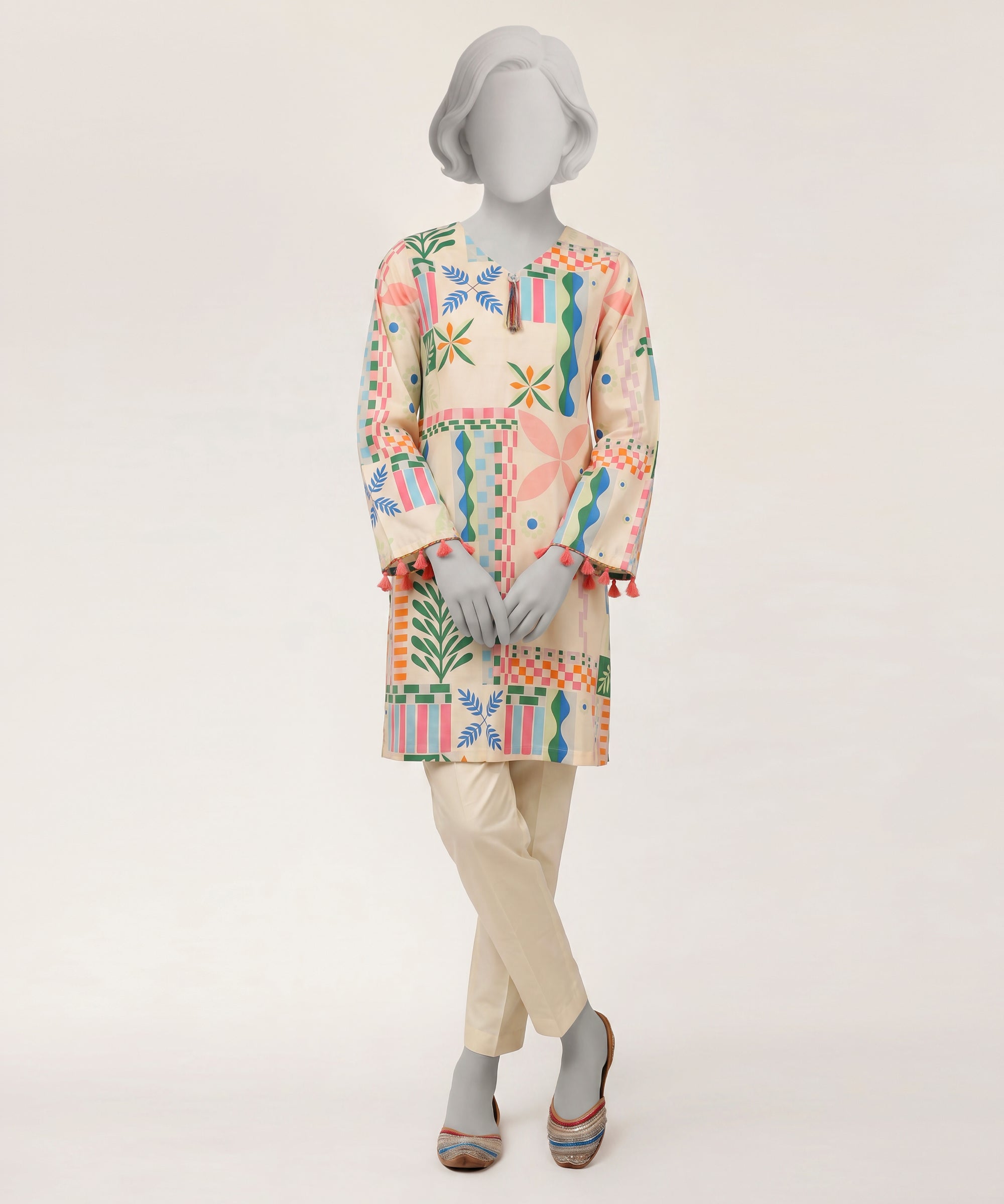 Off White Lawn Printed Stitched 2Pc