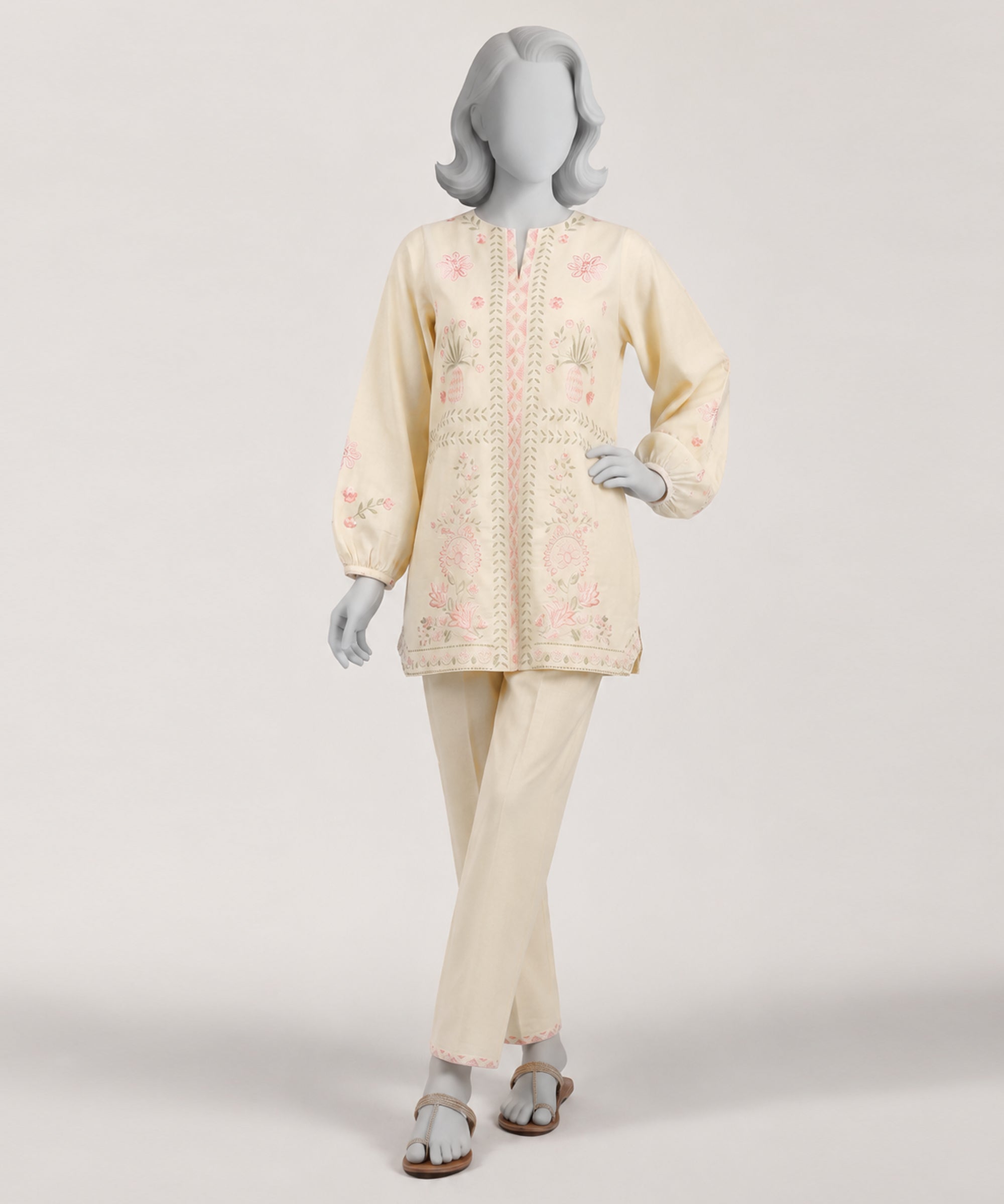 Yellow Lawn Embroidered Stitched 2Pc