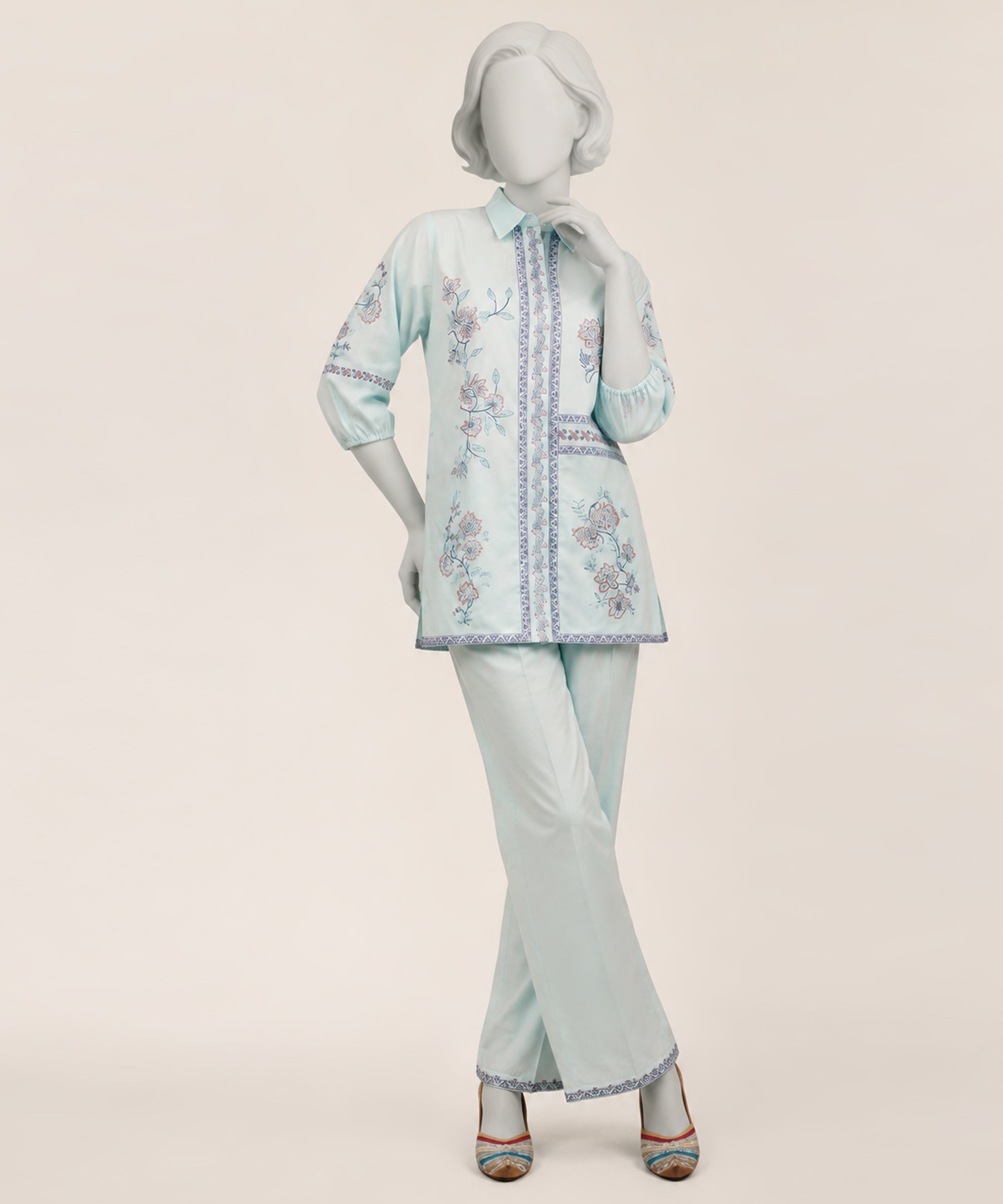 Blue Lawn Embroidered Stitched 2Pc