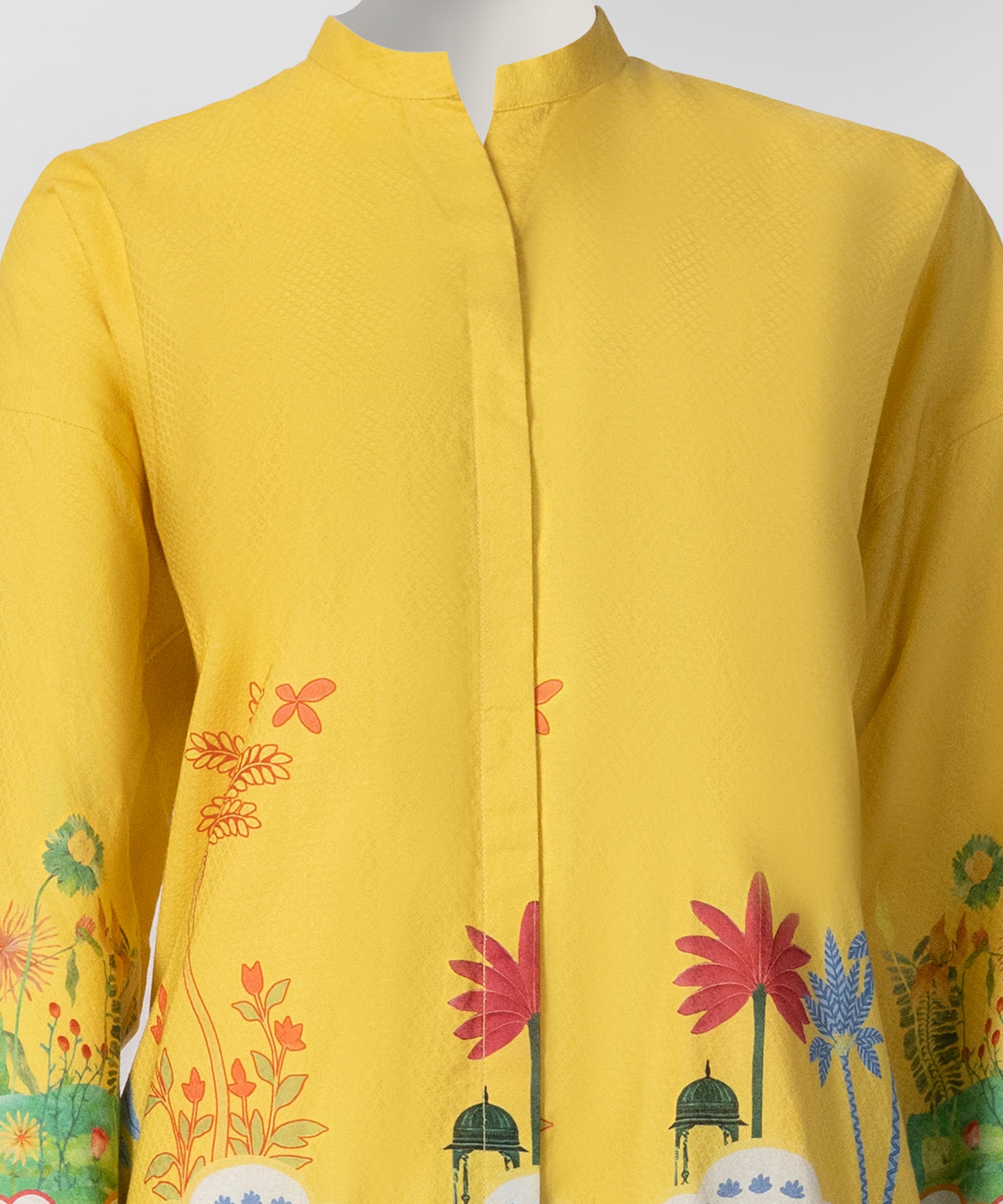 Yellow Digital Printed Dobby Stitched 2Pc
