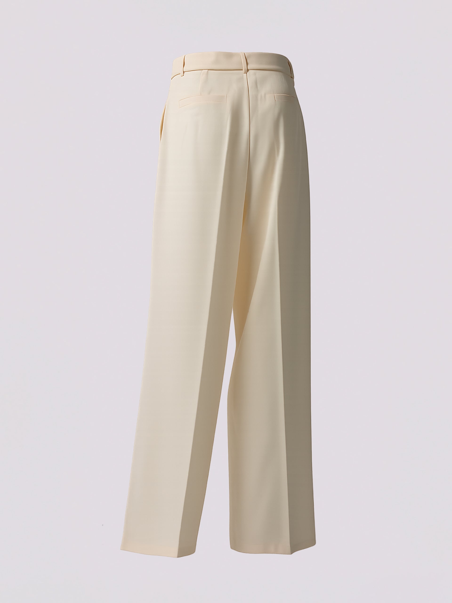 Cream Buckle Waist Pants