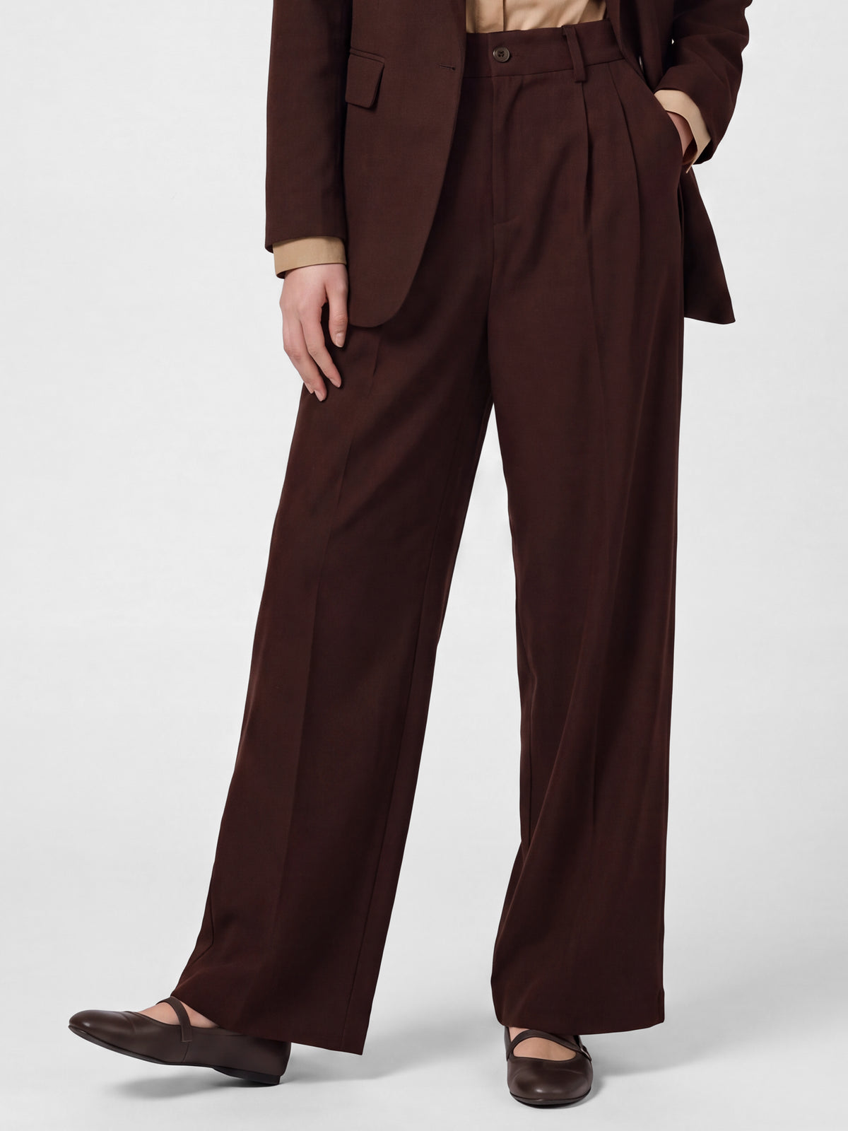 Knife-Pleated Wide-Leg Pants