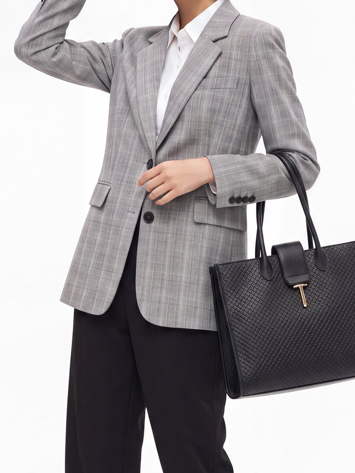 Relaxed Plaid Flap-Pocket Blazer