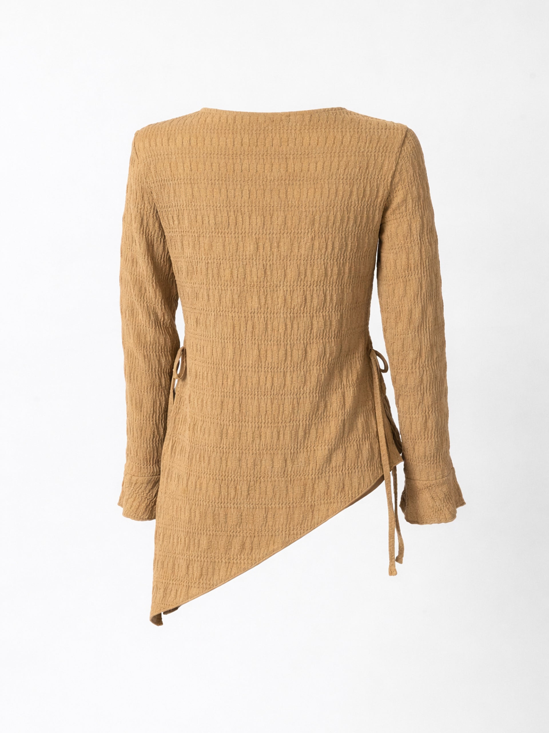 Gold Brown Asymmetric Side-Tie Top