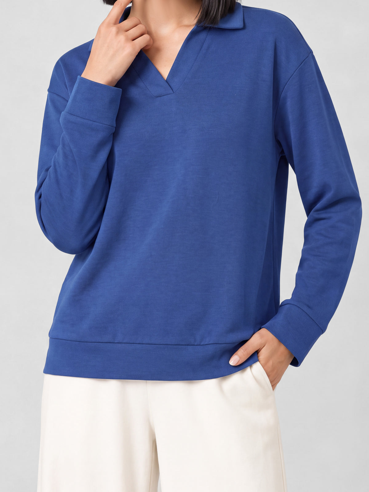 Cerulean Blue Oversized Knit Polo