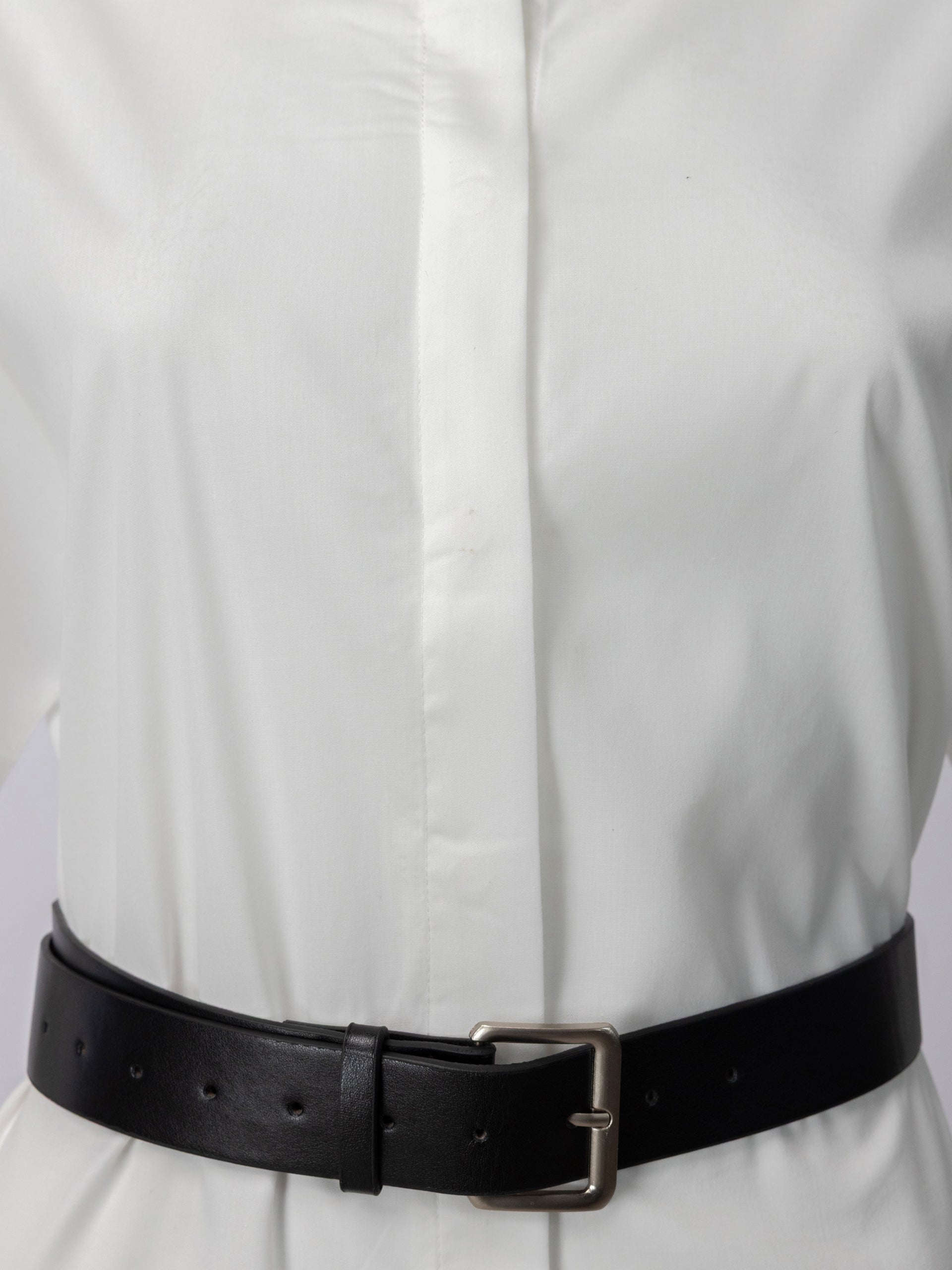 Egret Belted Button-Front Dress