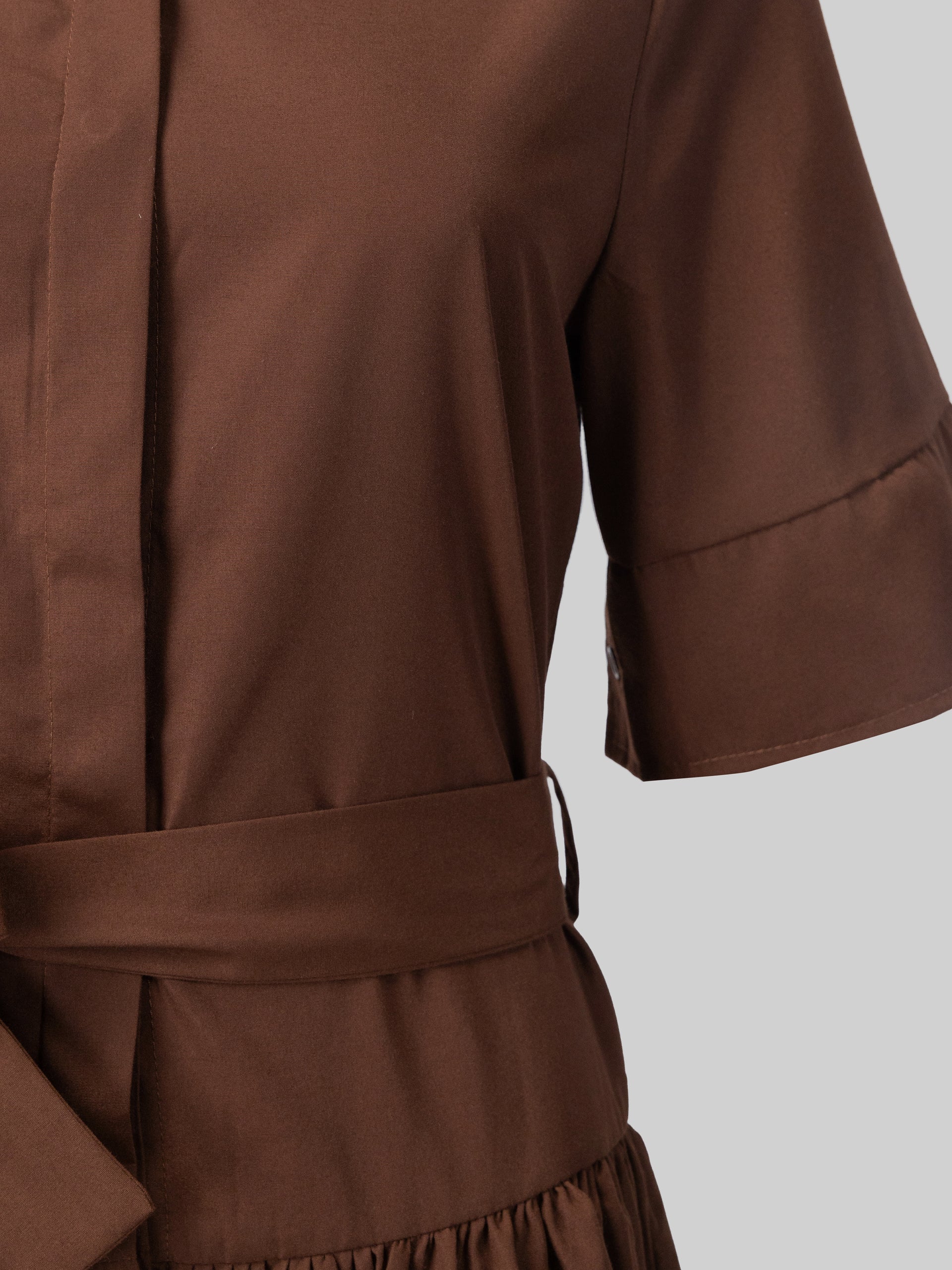 Espresso Belted Shirt Maxi Dress