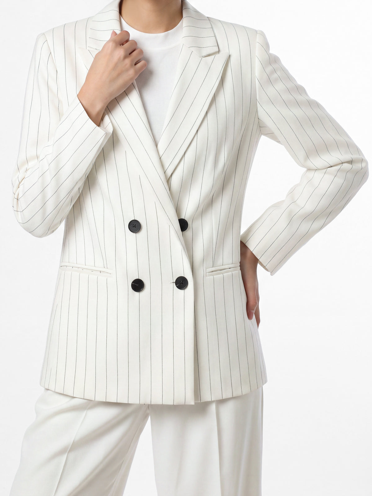 Pinstripe Double-Breasted Jacket