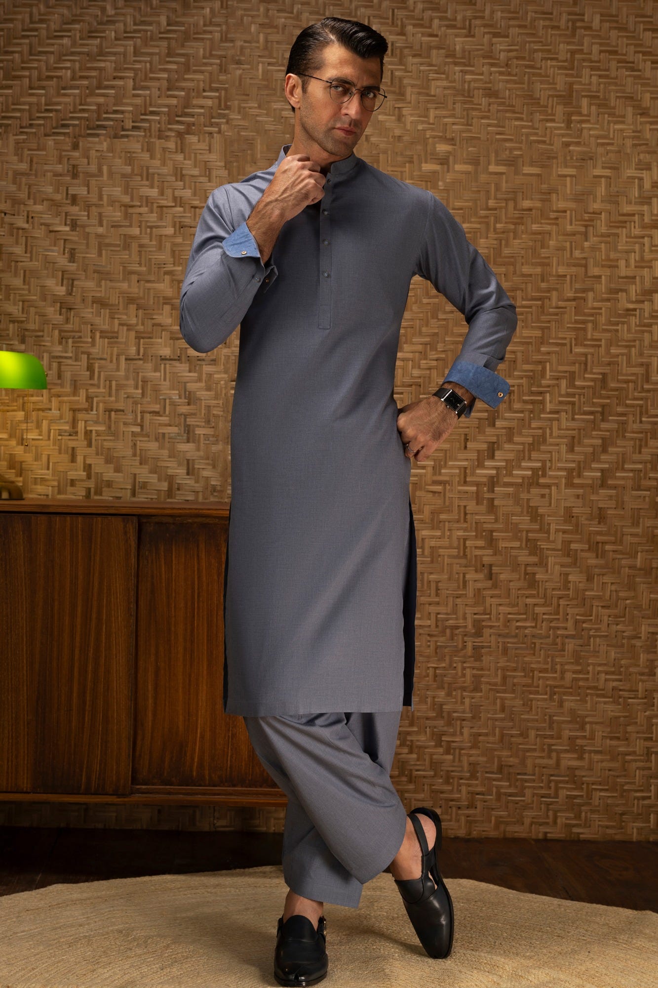 WOKING - LIGHT INDIGO COTTON EXCLUSIVE KAMEEZ SHALWAR