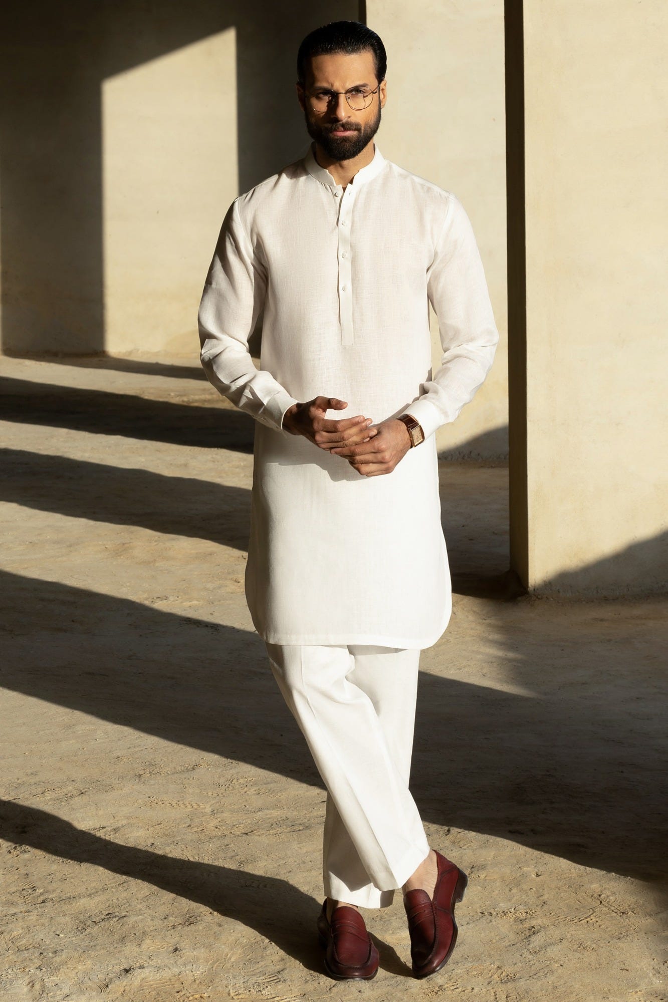 HOORN - OFF WHITE LINEN KURTA TROUSERS