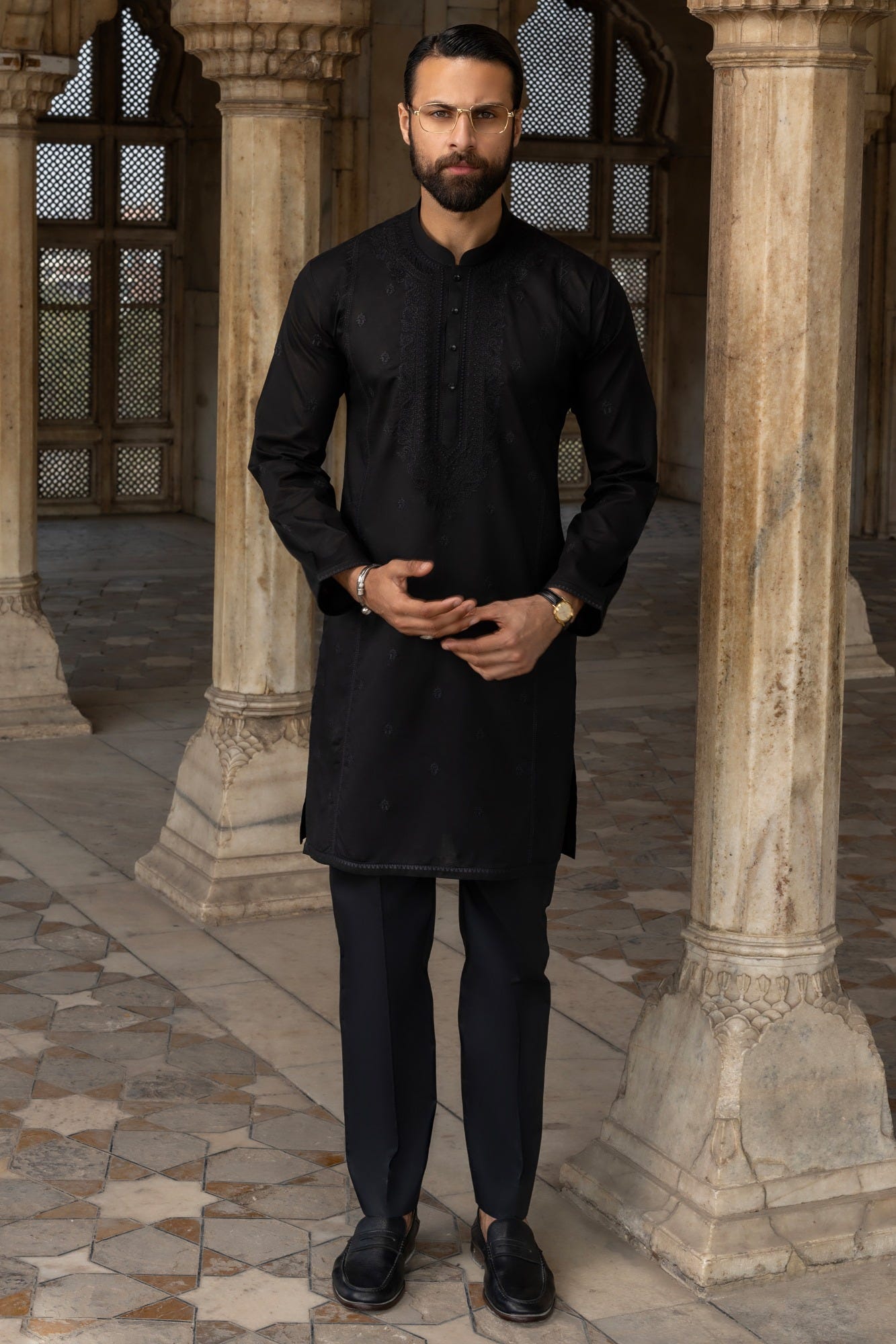 BOKSBURG - BLACK COTTON KURTA TROUSERS