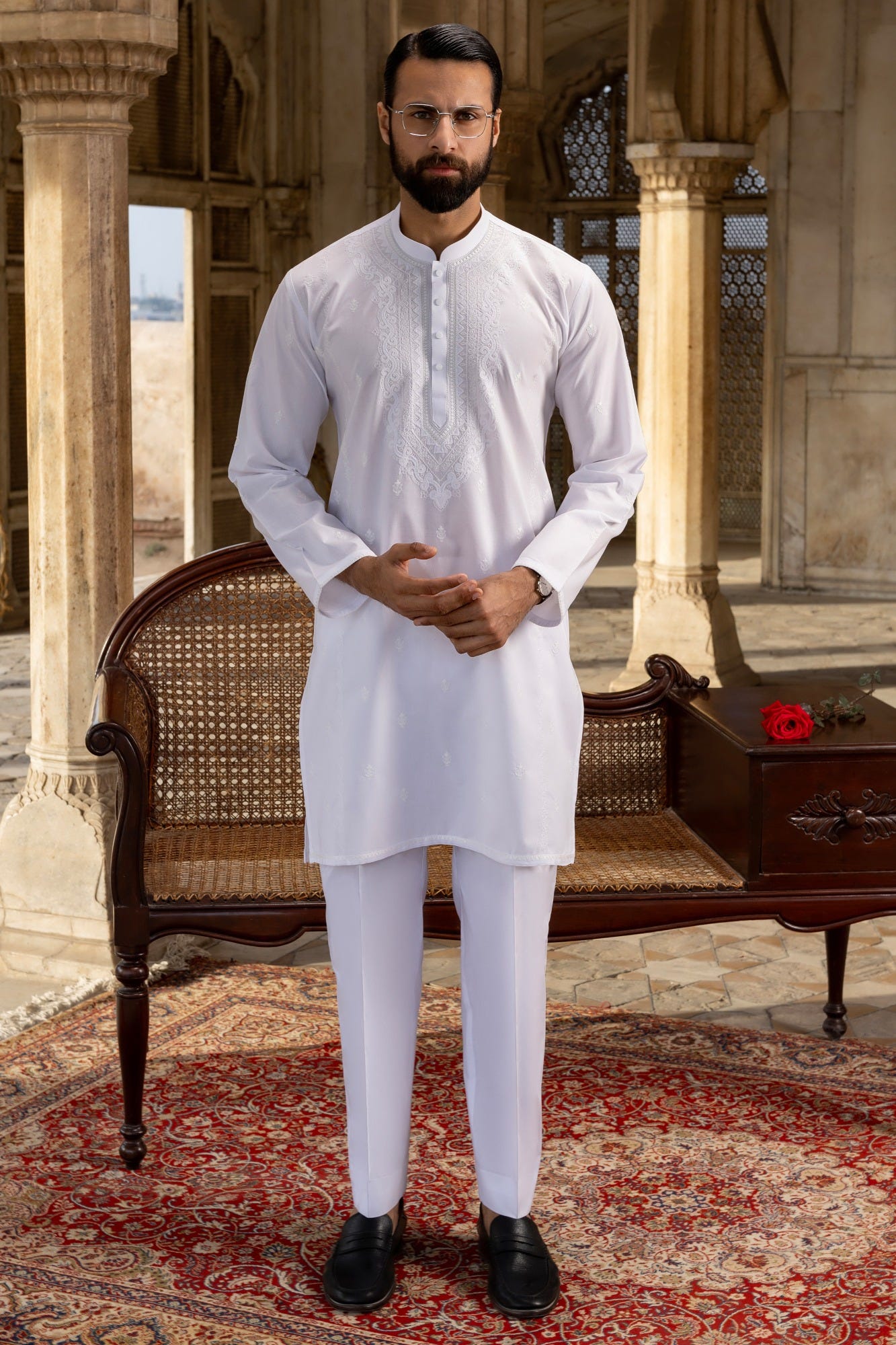 BOKSBURG - WHITE COTTON KURTA TROUSERS