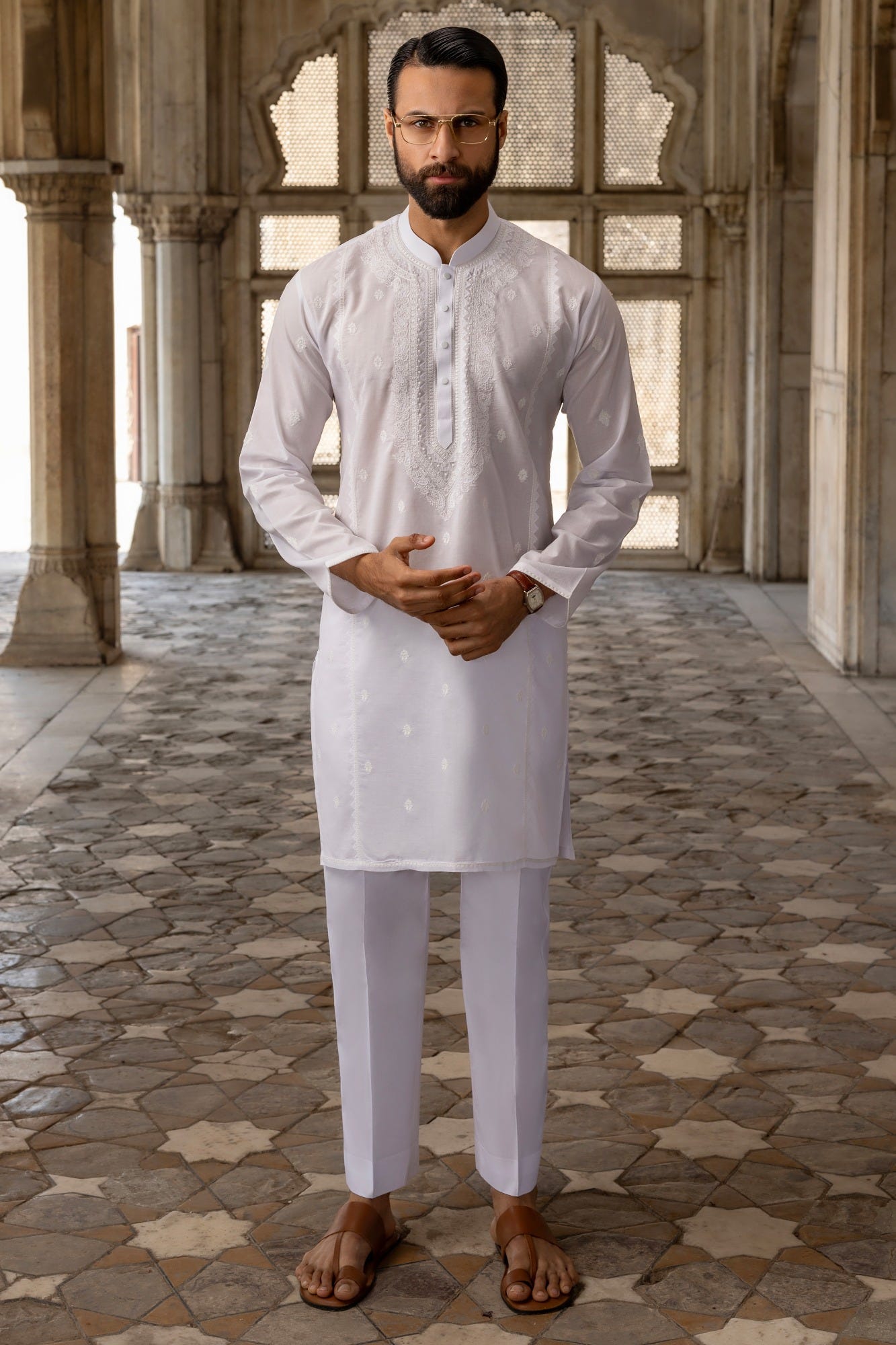 BEDFORD - WHITE COTTON KURTA TROUSERS