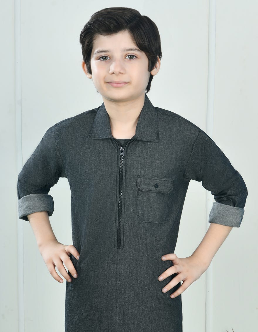 BLACK COTTON KURTA | JCK-A-34699