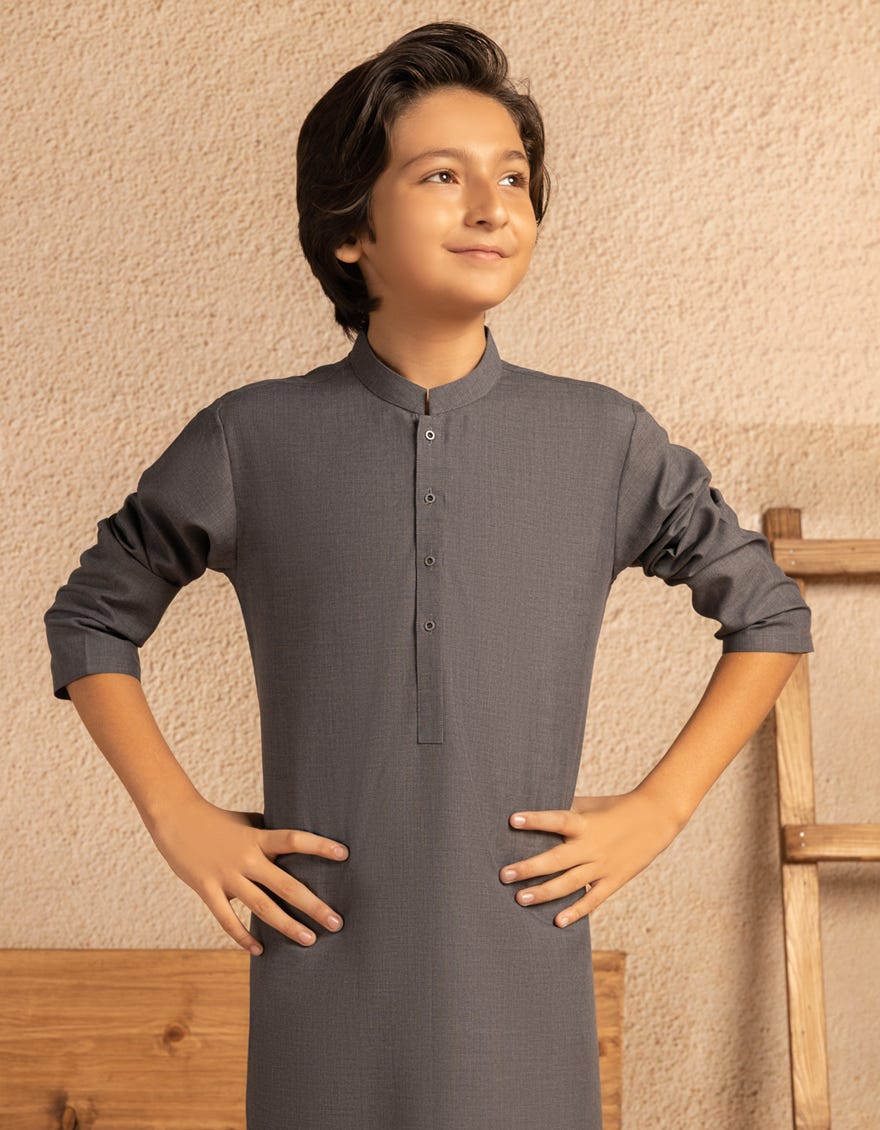 GREY PLAIN KURTA
