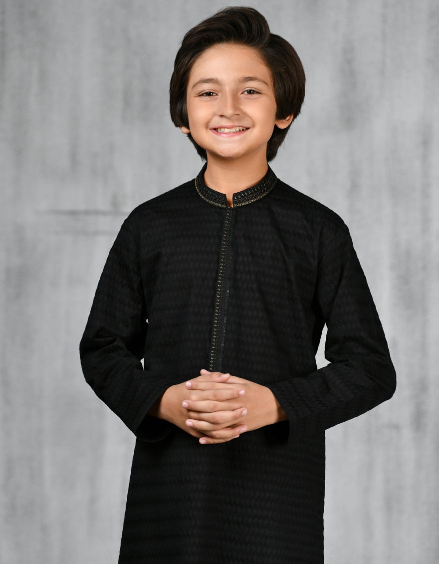 Black Cotton Kurta