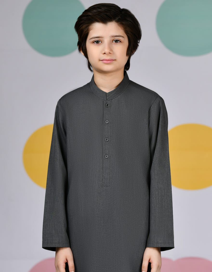 DARK GREY BLENDED KURTA PAJAMA | JCKP-A-39134