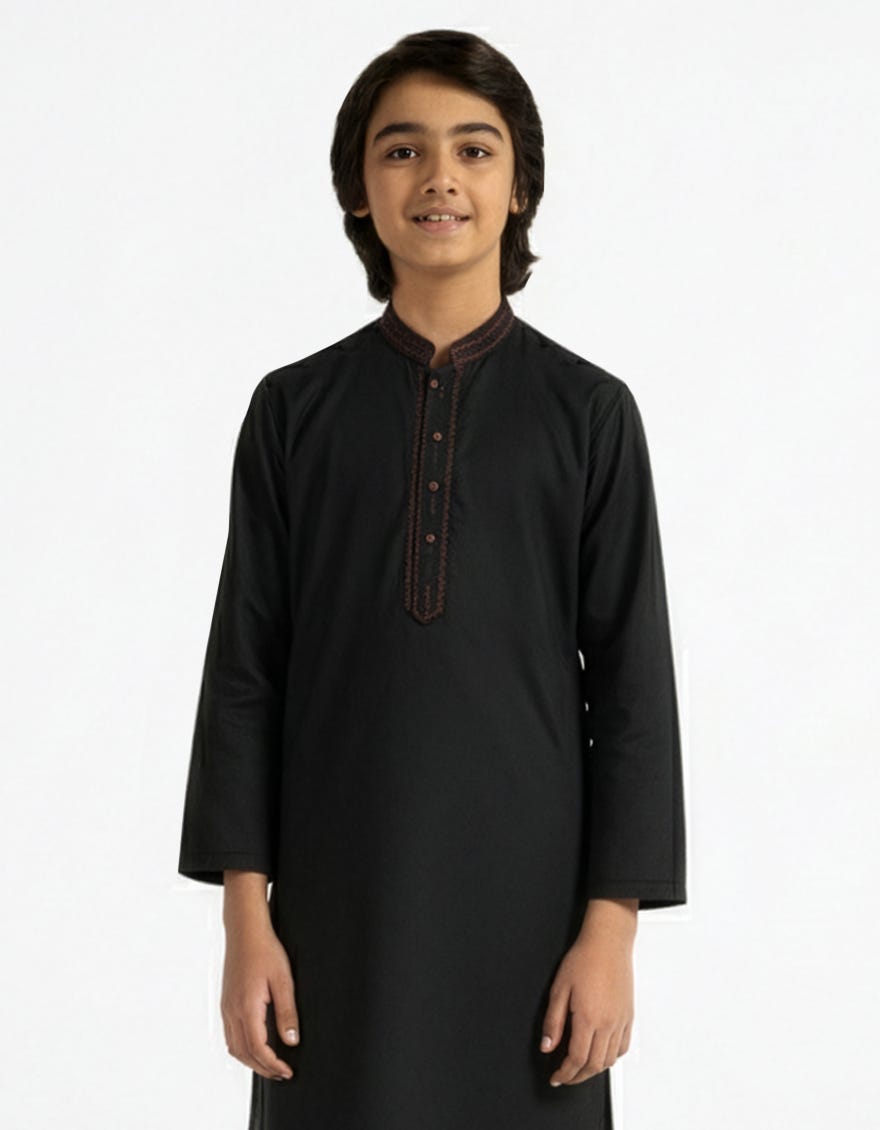 BLACK SEMI-FORMAL KURTA TROUSERS