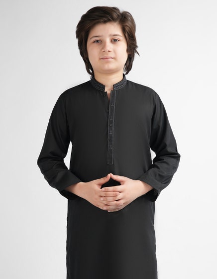 BLACK SEMI-FORMAL KURTA TROUSERS
