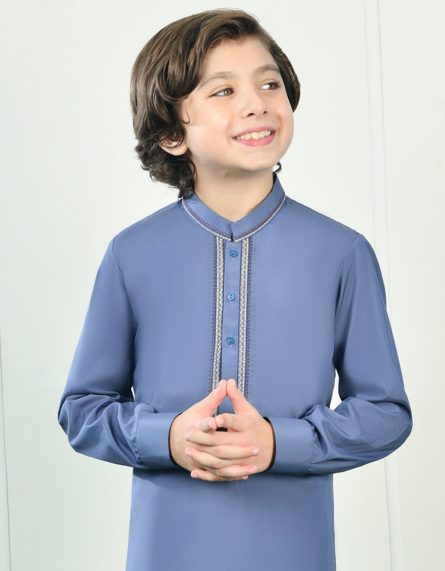 STEEL GREY BLENDED KURTA PAJAMA | JCKP-A-34715