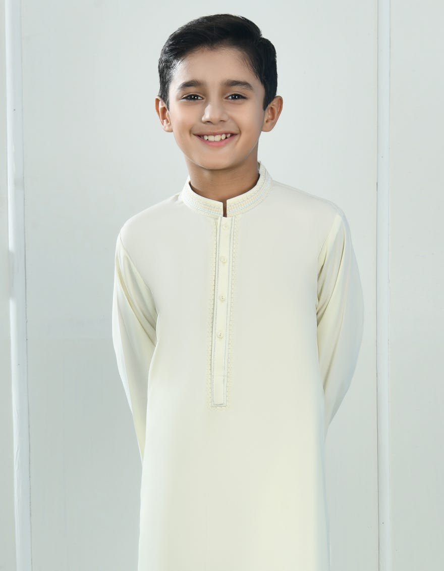 CREAM BLENDED KURTA PAJAMA | JCKP-A-39069