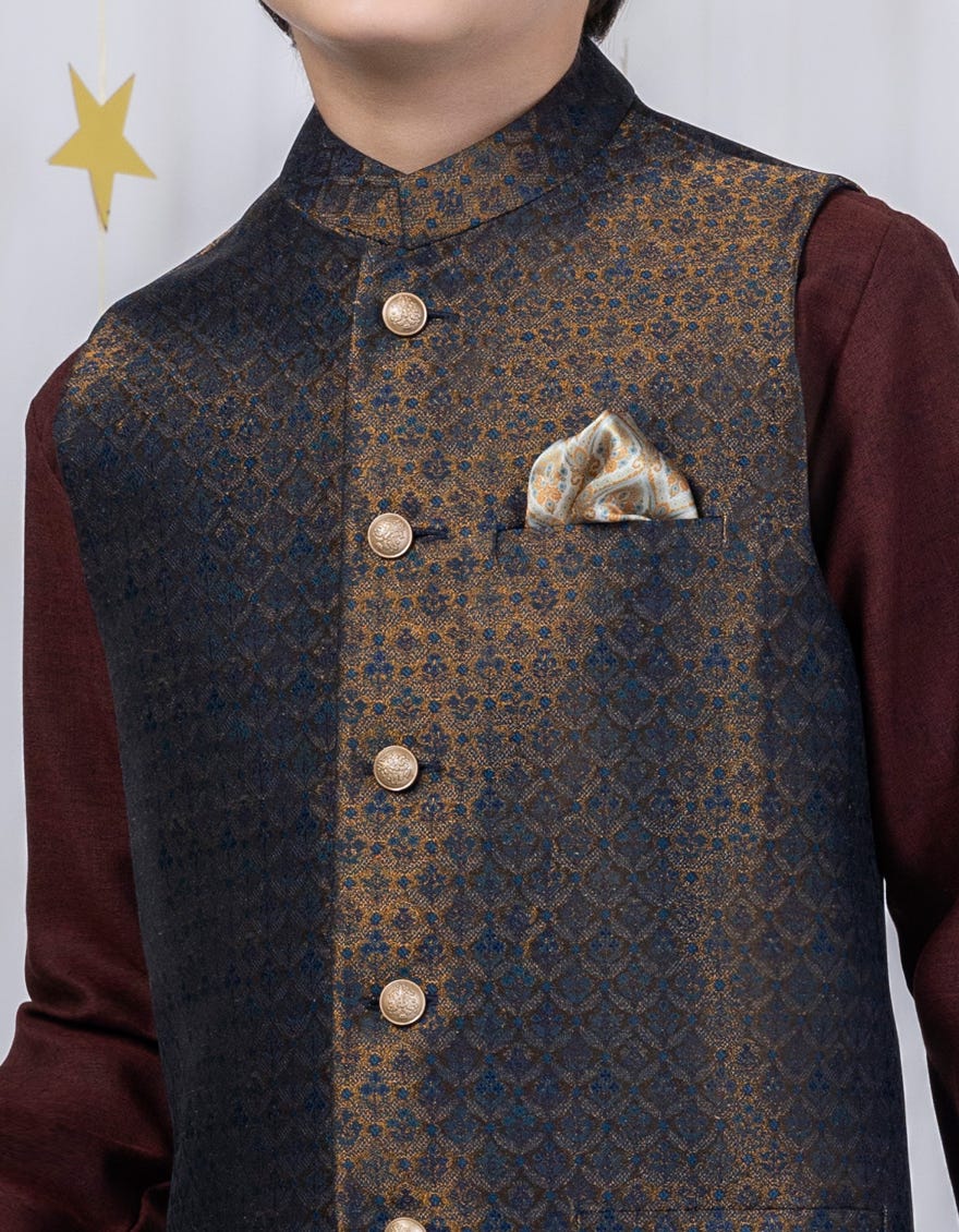 COPPER KAMEEZ SHALWAR + WAISTCOAT | JCKPVC-A-48088