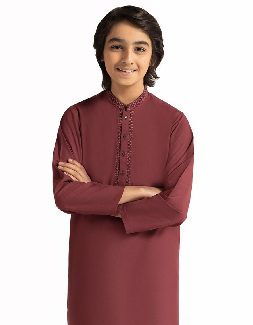 MAROON BLENDED SEMI-FORMAL KAMEEZ SHALWAR