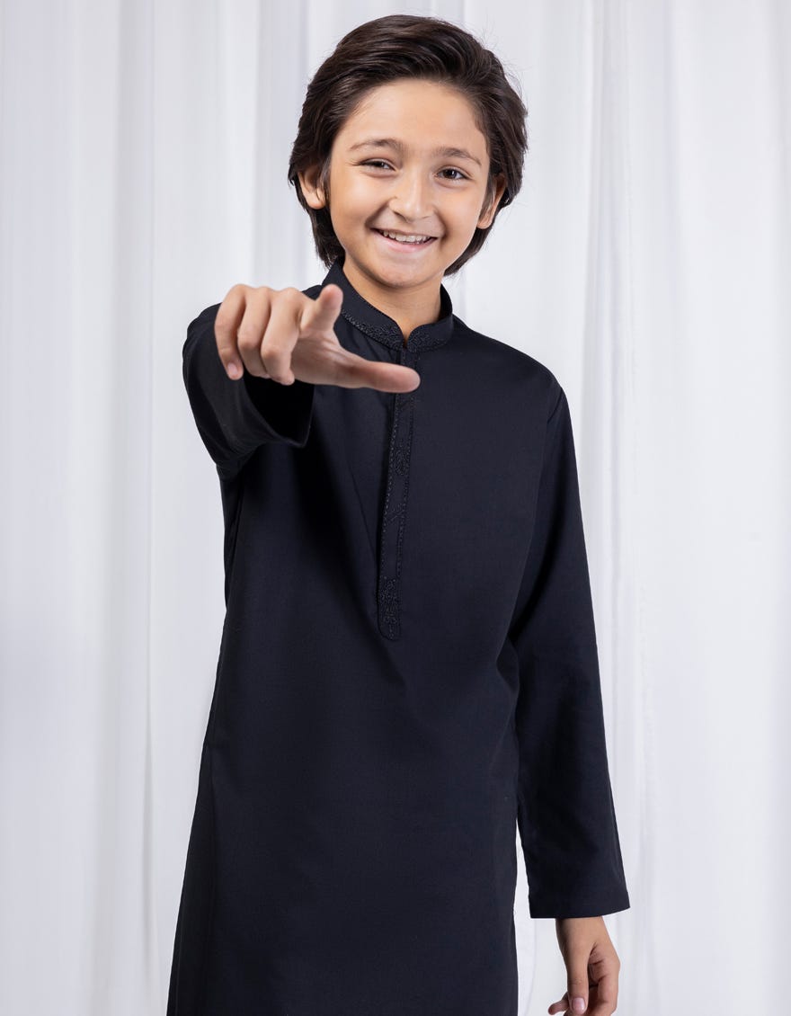 BLACK BLENDED KAMEEZ SHALWAR | JCKS-S-39035