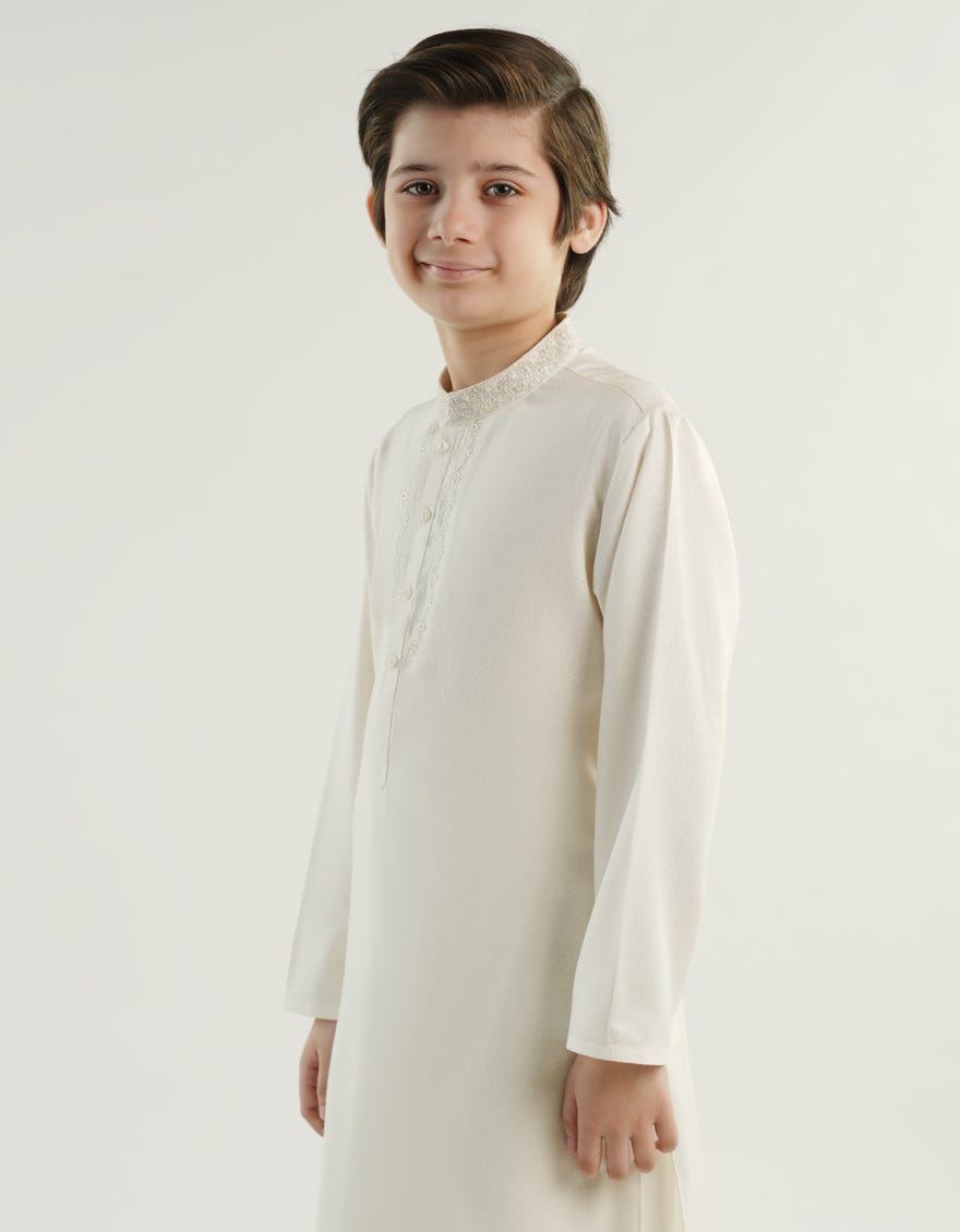 OFF WHITE BLENDED KAMEEZ SHALWAR | JCKS-A-39224