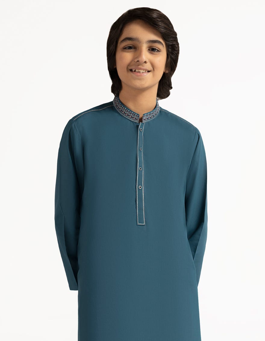 TEAL BLUE SEMI-FORMAL KAMEEZ SHALWAR