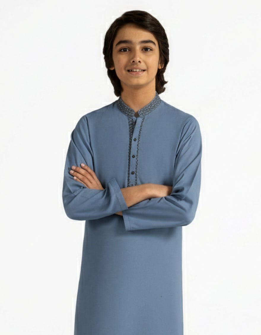 LIGHT BLUE BLENDED SEMI-FORMAL KAMEEZ SHALWAR
