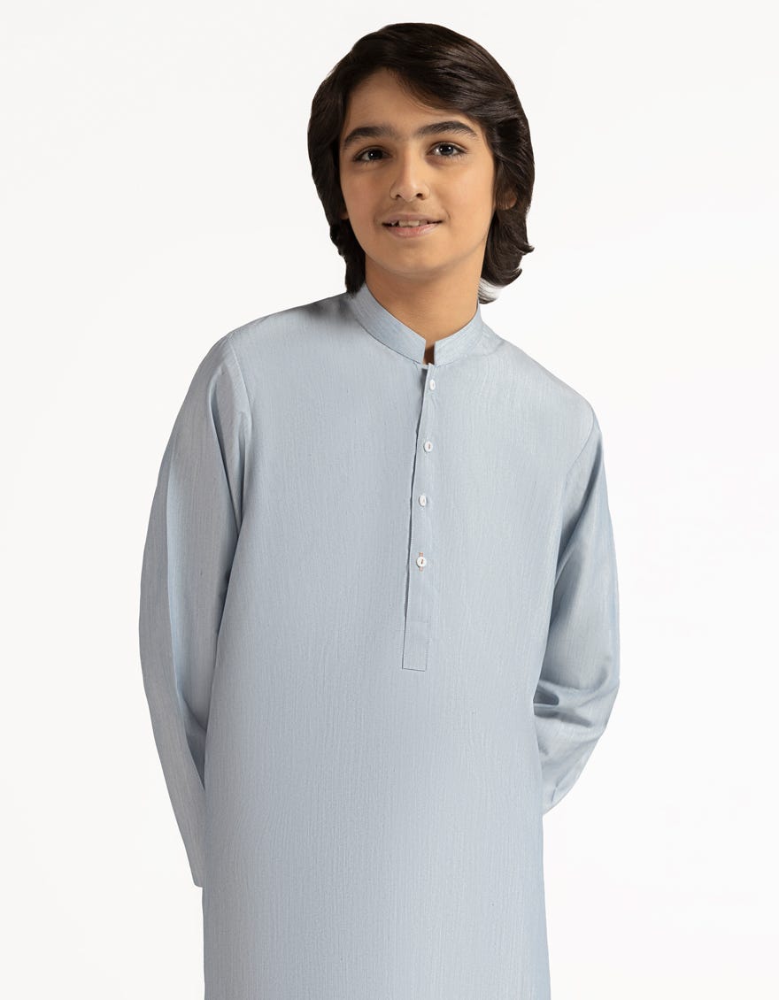 SKY BLUE BLENDED PLAIN KAMEEZ SHALWAR