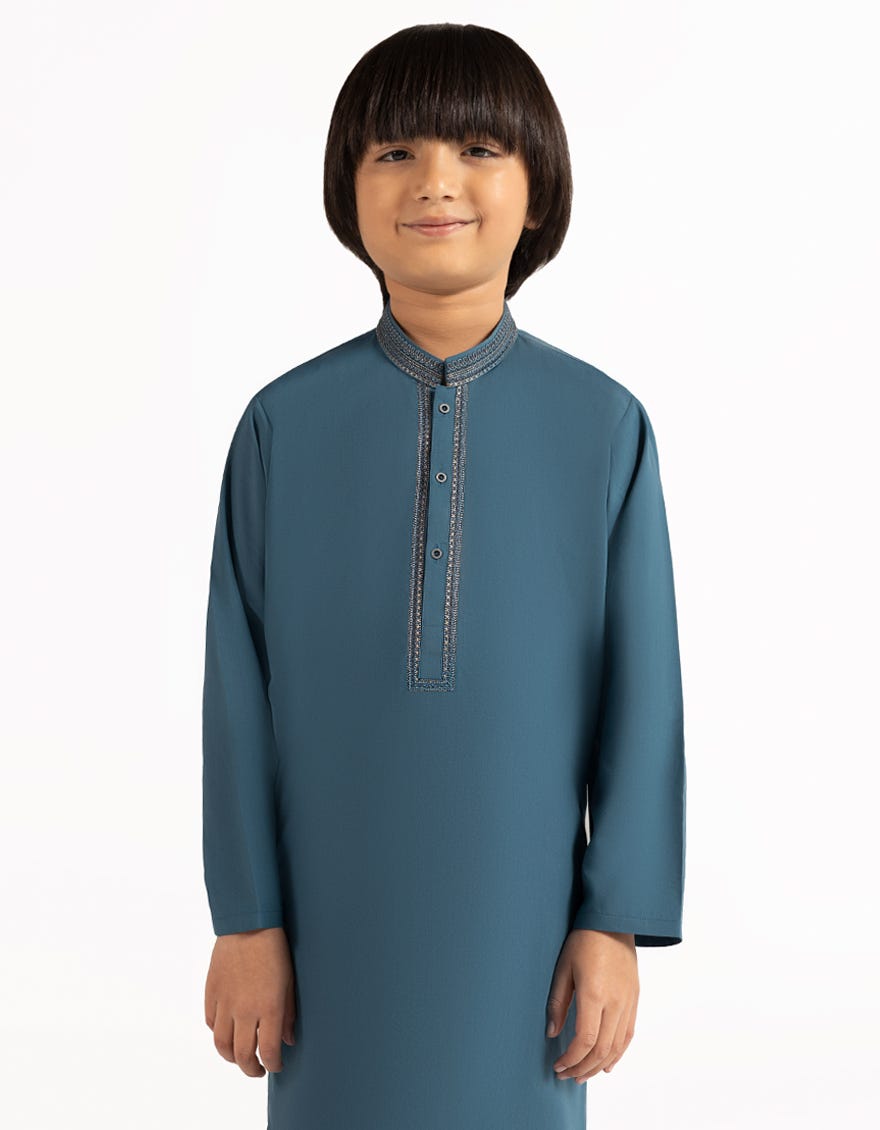 TEAL BLUE SEMI-FORMAL KAMEEZ SHALWAR