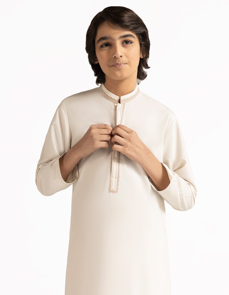 CREAM BLENDED SEMI-FORMAL KAMEEZ SHALWAR