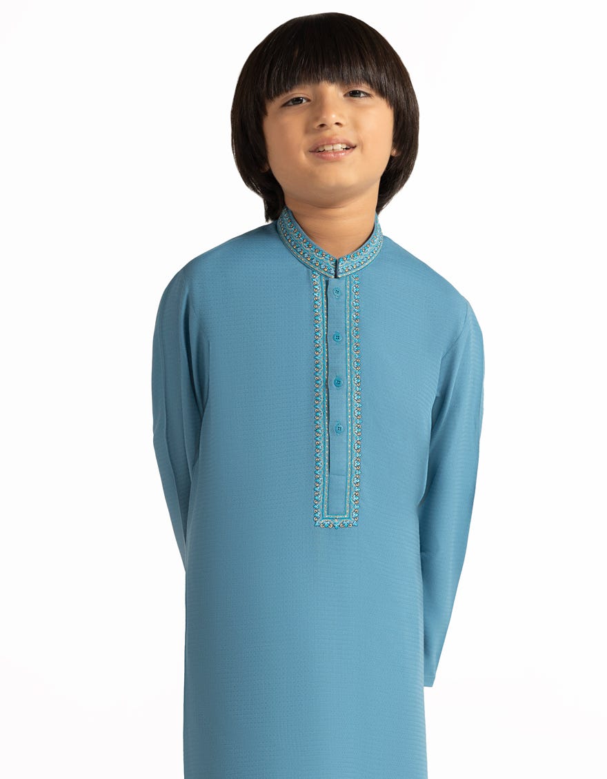 LIGHT BLUE BLENDED SEMI-FORMAL KAMEEZ SHALWAR
