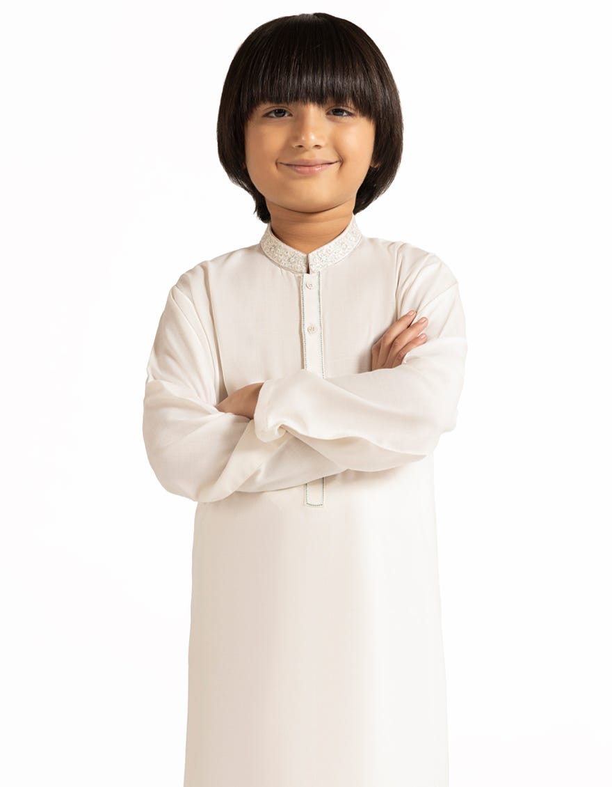OFF WHITE SEMI-FORMAL KAMEEZ SHALWAR