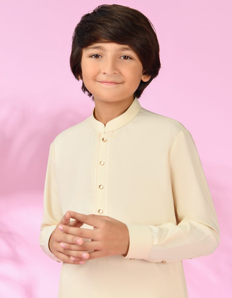 CREAM BLENDED KAMEEZ SHALWAR | JCKS-S-90423