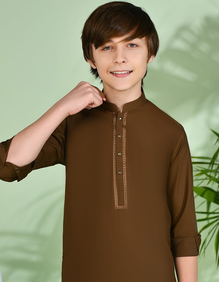 BROWN BLENDED KAMEEZ SHALWAR | JCKS-S-90424