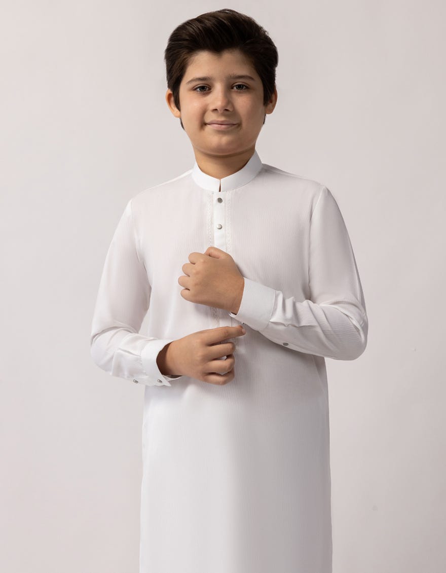 WHITE SEMI FORMAL KAMEEZ SHALWAR