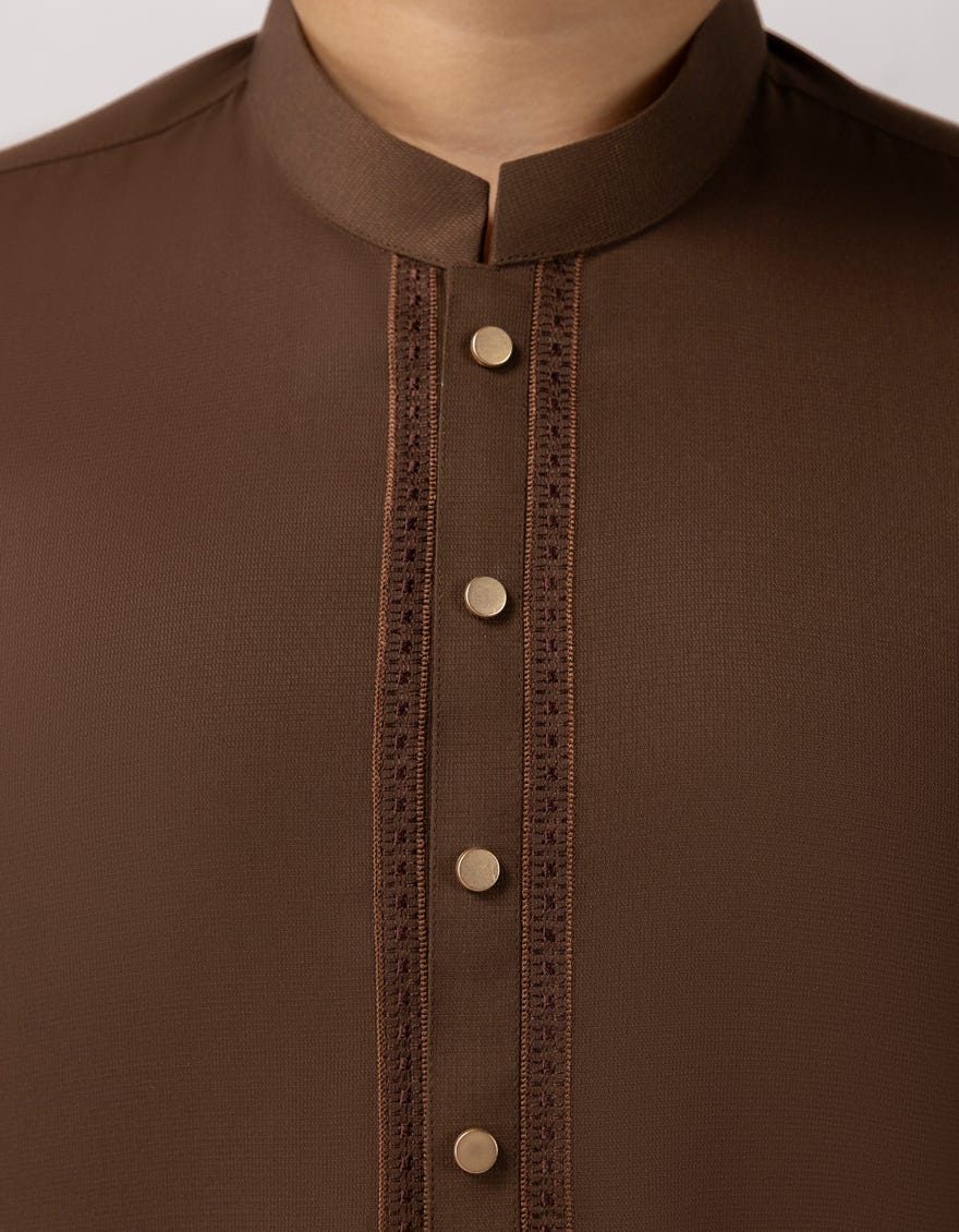 BROWN SEMI FORMAL KAMEEZ SHALWAR