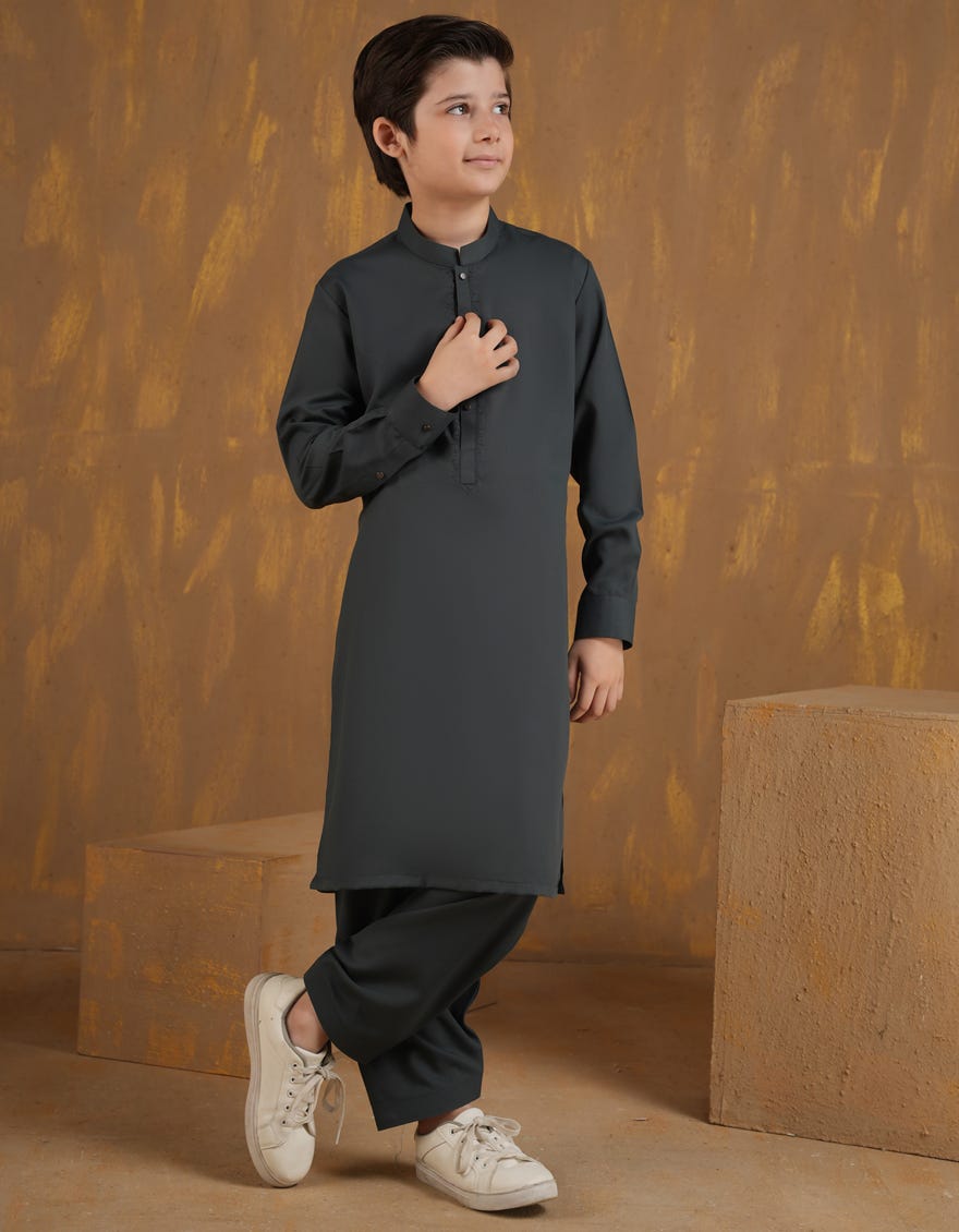 TEAL BLUE BLENDED KAMEEZ SHALWAR | JCKS-A-90470